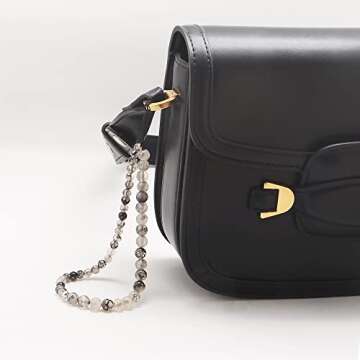 C&L Accessories Beaded Phone Charm Cell Phone Lanyard Wrist Strap Handmade Natural Gemstone (Dragon vein)