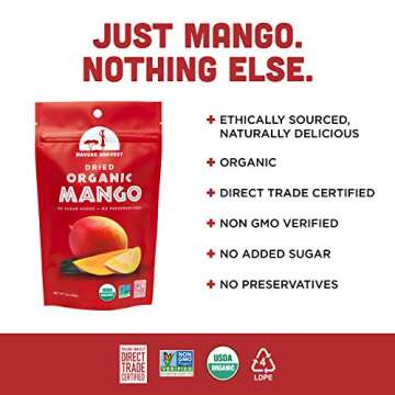 Mavuno Harvest Mango Dried Fruit Snacks | Unsweetened Organic Dried Mango Slices | Gluten Free Healt...
