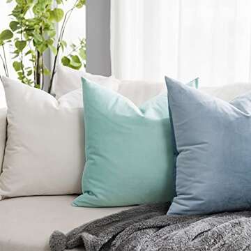 QUAFOO Cream White Couch Velvet Throw Pillow Covers 24x24 inch Set of 2 with Zipper Decorative Luxur...