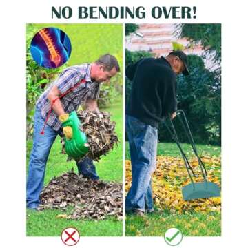 JACEPFY Leaf Grabber Adjustable Rake for Lawn Cleanup and Yard Work