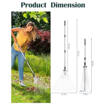 JACEPFY Adjustable Rake and Leaf Grabber for Gardens
