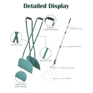 JACEPFY Adjustable Rake and Leaf Grabber for Gardens