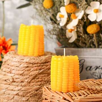 2 Pieces Fall Corns Decor Pillar Candles Fake Corn Scented Candles Soy Wax Corn Candles for Autumn Thanksgiving Harvest Party Home Table Office Birthday Decorations, Bluebell Fragrance