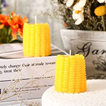 2 Pieces Fall Corns Decor Pillar Candles Fake Corn Scented Candles Soy Wax Corn Candles for Autumn Thanksgiving Harvest Party Home Table Office Birthday Decorations, Bluebell Fragrance