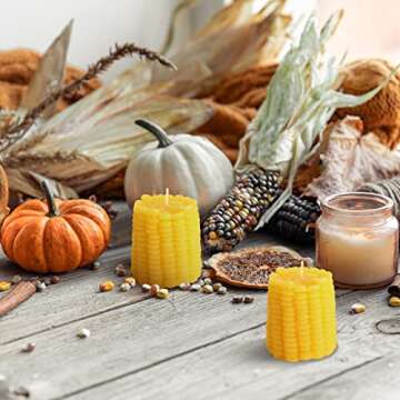 2 Pieces Fall Corns Decor Pillar Candles Fake Corn Scented Candles Soy Wax Corn Candles for Autumn Thanksgiving Harvest Party Home Table Office Birthday Decorations, Bluebell Fragrance