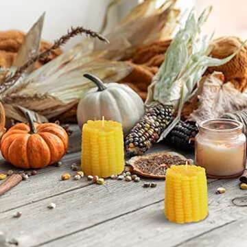 2 Pieces Fall Corns Decor Pillar Candles Fake Corn Scented Candles Soy Wax Corn Candles for Autumn Thanksgiving Harvest Party Home Table Office Birthday Decorations, Bluebell Fragrance