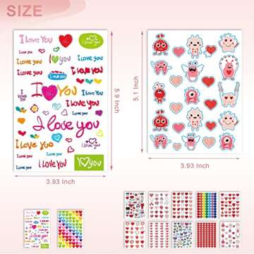 kortes Valentines Day Stickers, 544Pcs Valentines Heart Stickers, Love Decorative Sticker (12 Sheets), Pack 02