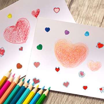 kortes Valentines Day Stickers, 544Pcs Valentines Heart Stickers, Love Decorative Sticker (12 Sheets), Pack 02