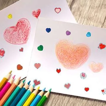 kortes Valentines Day Stickers, 544Pcs Valentines Heart Stickers, Love Decorative Sticker (12 Sheets), Pack 02