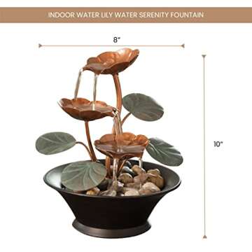 Bits and Pieces Indoor Water Lily Water Serenity Fountain – Compact Tabletop Decoration with Coppe...