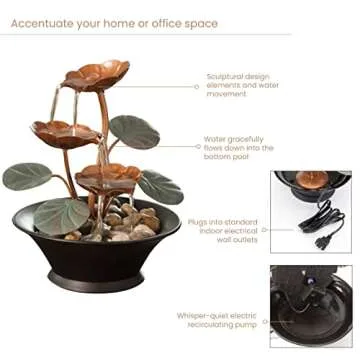 Indoor Water Lily Water Serenity Fountain - Relaxing Décor