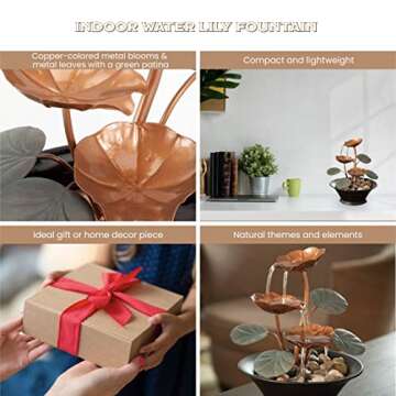 Indoor Water Lily Water Serenity Fountain - Relaxing Décor