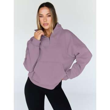 Trendy Queen Sweatshirts Quarter Half Zip Pullover Oversized Hoodies Sweaters Comfy Fall Outfits 202...