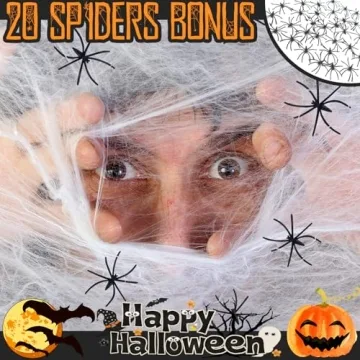 Spider Webs Halloween Decoration with Fake Spiders