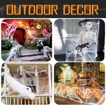 Spider Webs Halloween Decoration with Fake Spiders