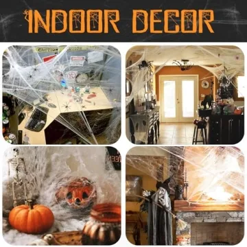 Spider Webs Halloween Decoration with Fake Spiders