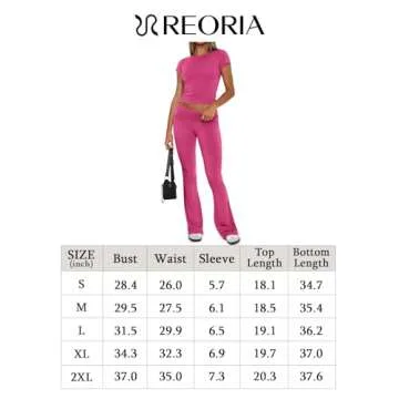 REORIA Women's Summer Casual Outfits Pajama Sets Crew Neck Short Sleeve Crop Top Fold Over Flare Pants Y2K Soft 2 Piece matching Lounge Sets Light Blue Small