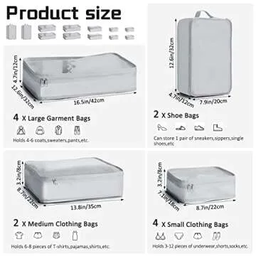 2 Packs 6 Set Travel Packing Cubes Luggage Organizer Set Lightweight Suitcase Organizer Bags with Sh...