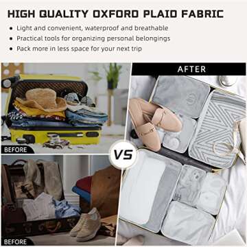 2 Packs 6 Set Travel Packing Cubes Luggage Organizer Set Lightweight Suitcase Organizer Bags with Shoe Bag Travel Packing Organizers for Clothes Cosmetic Toiletries Travel Accessories (Gray)