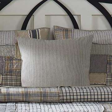 Piper Classics Ticking Stripe Pillow Cover, 20" L x 20" W, Farmhouse Style Black Ticking