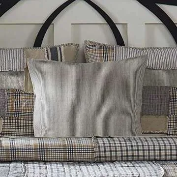 Piper Classics Ticking Stripe Pillow Cover, 20" L x 20" W, Farmhouse Style Black Ticking