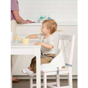 Regalo Baby Basics™ Booster Seat, White, Three-Point Safety Harness, Easily Wipeable, Sturdy & Dur...