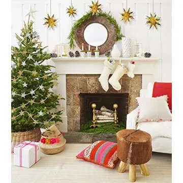 pinkblume Silver Star Garland Party Decorations Kit 3D Stars Metallic Bunting Banner for Holiday Xmas Birthday Wedding Baby Shower Hanging Decorations for Christmas Nursery Decor Clearance(4 Set)