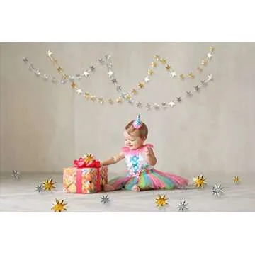 pinkblume Silver Star Garland Party Decorations Kit 3D Stars Metallic Bunting Banner for Holiday Xmas Birthday Wedding Baby Shower Hanging Decorations for Christmas Nursery Decor Clearance(4 Set)