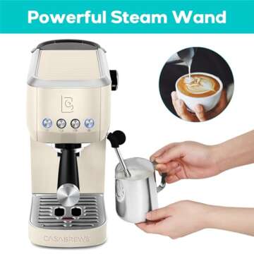 CASABREWS Espresso Machine 20 Bar, Stainless Steel Coffee Maker with Steam Milk Frother, Espresso Coffee Machine Cappuccino Latte Machine with 49oz Removable Water Tank, Creamy