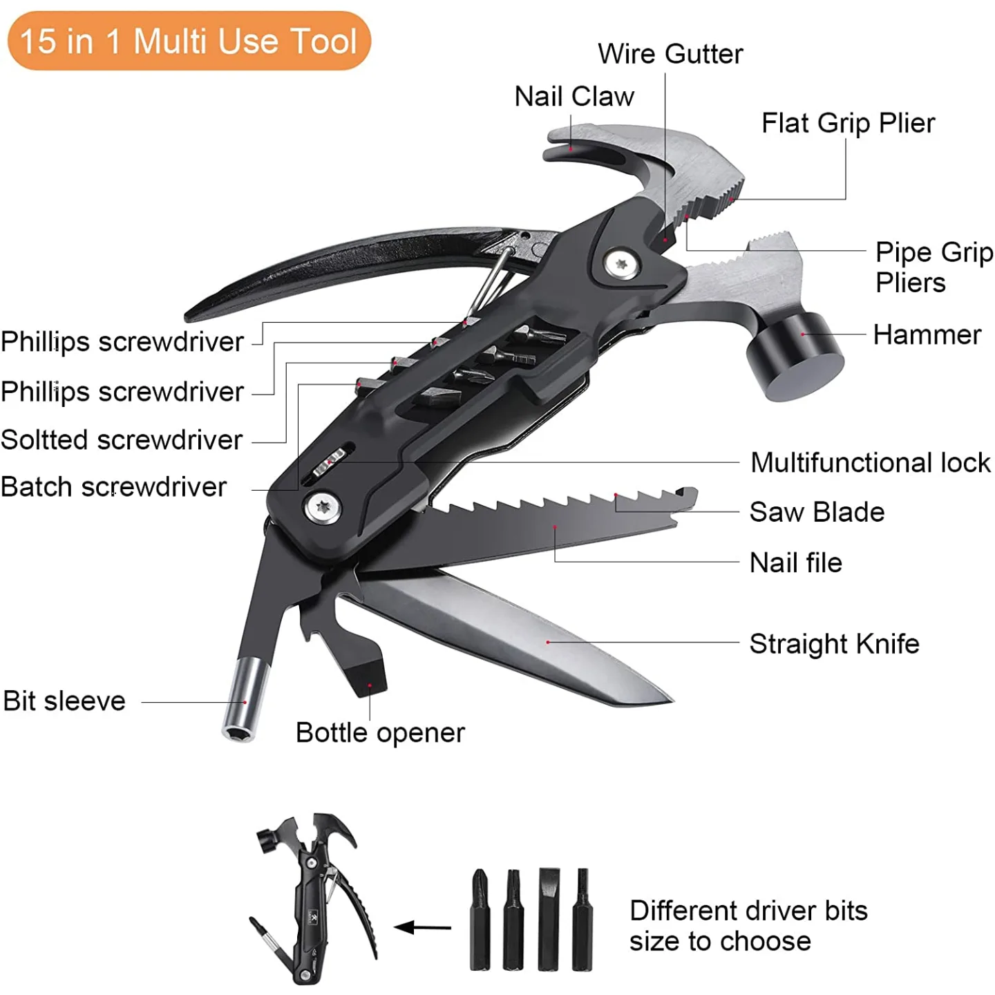 SAWKIT 15 in 1 Multi-Tool Hammer for Every Occasion