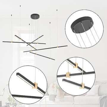 WELAKI Dimmable Black and Gold Modern Pendant Light