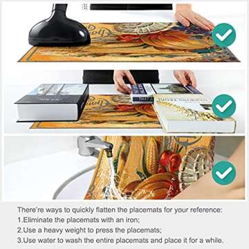 Thanksgiving Placemat Set of 6, Pumpkin Decor for Tables