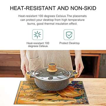 Thanksgiving Placemat Set of 6, Pumpkin Decor for Tables