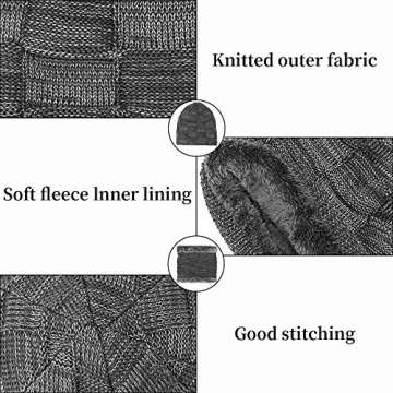 KRATARC Winter Warm Scarf Beanie Hat Glove Neck Gaiter Set Adult Men Women Outdoor (Grey)