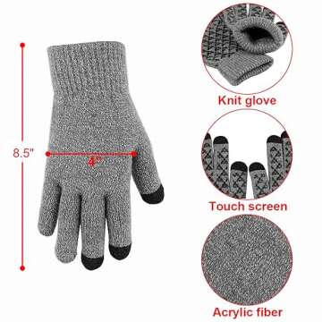 KRATARC Winter Warm Scarf Beanie Hat Glove Neck Gaiter Set Adult Men Women Outdoor (Grey)