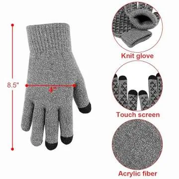 KRATARC Winter Warm Scarf Beanie Hat Glove Neck Gaiter Set Adult Men Women Outdoor (Grey)