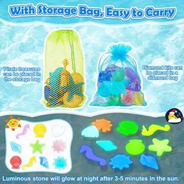 Oisacirg Pool Diving Toys, Light-up Animals 60Pcs Swimming Pool Toys for Kids Pool Treasure Chest Set with Dive Gems, Diamonds, Shark, Turtle, Octopus, Pirate Water Toys for Adults Kids 6 7 8 9+