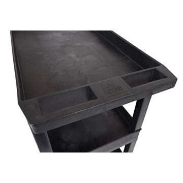 LUXOR EC111-B Heavy Duty Plastic Utility Cart, 32" x 18" Rolling Tub Cart with Three Shelves, 300 lb...