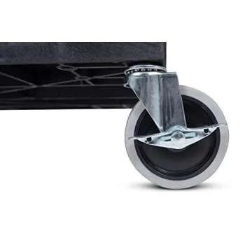 LUXOR EC111-B Heavy Duty Plastic Utility Cart, 32" x 18" Rolling Tub Cart with Three Shelves, 300 lbs. Capacity, Ergonomic Push Handle, Black