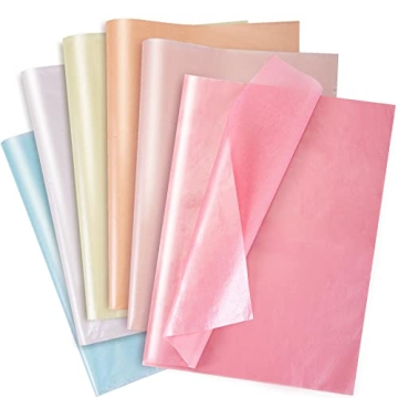 Larcenciel 60 Sheets Tissue Paper, 6 Metallic Colors Tissue Paper for Gift Bags and Wrapping, Glitte...