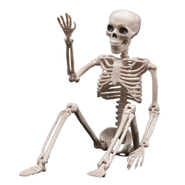 Halloween Skeletons Decorations Outdoor Indoor, Realistic 16" Full Body Posable Plastic Skeleton