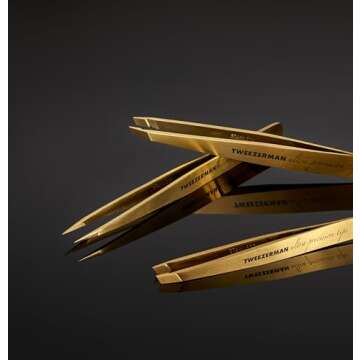 Tweezerman Studio Collection Ultra Precision Series Titanium Nitride Coated Slant, Gold