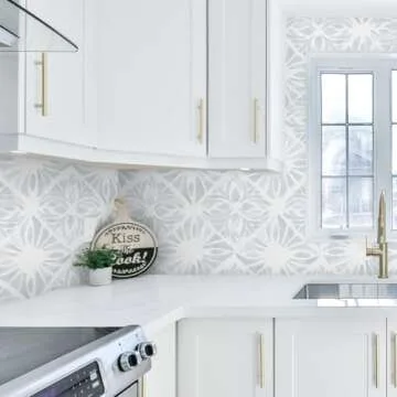 Fiula Geometric Peel and Stick Wallpaper Boho wallpaper78.7 "x17.3" White and Blue Wallpaper White Contact Paper Removable Wallpaper for Bedroom Waterproof Removable Shelf Liner Decal Vinyl Roll