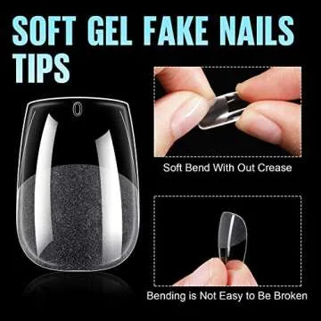 TOMICCA Extra Short Coffin Nail Tips 240Pcs 15 Sizes