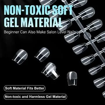 TOMICCA Extra Short Coffin Nail Tips 240Pcs 15 Sizes