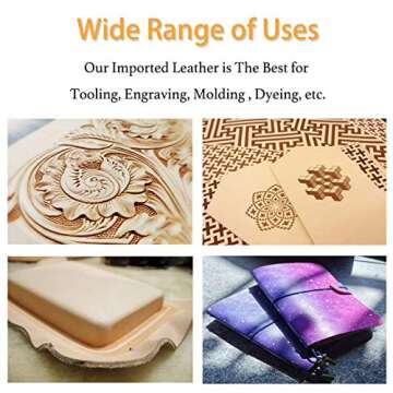 Muse Craft Flawless 2PCS 11.5''X12'' Vegetable Tanned Leather 5-6oz Precut| Import A Grade Tooling Leather Hide Full Grain Vegetable Tanned Leather for Carving, Molding(2PCS 11.5''x12'' 1.9-2.3mm)