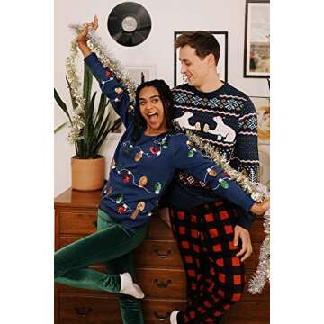 Tipsy Elves Men's Ugly Christmas Sweaters - Funny Christmas Sweaters for Men - Fun Holiday Pullovers - Men's Hilarious Polar Bear Party Fair Isle Ugly Christmas Sweater Size Medium