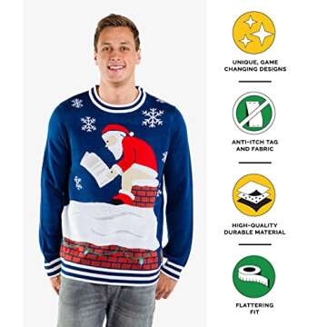 Tipsy Elves Men's Ugly Christmas Sweaters - Funny Christmas Sweaters for Men - Fun Holiday Pullovers - Men's Hilarious Polar Bear Party Fair Isle Ugly Christmas Sweater Size Medium