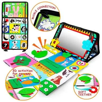 beetoy Tummy Time Baby Mirror Toys with Black and White Pattern, High Contrast 3D Activity Play Crinkle Toys Baby Mirror for Newborn 0 3 6 Months