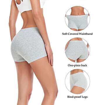 wirarpa Women's Boyshort Panties Stretchy Mid High Waisted Cotton Underwear Boxer Briefs for Women 4...